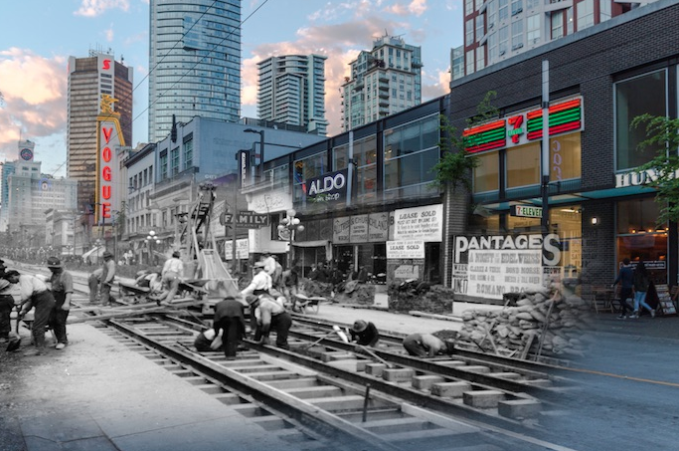 Combine Images of Then and Now - Free Vancouver Walking Tour App